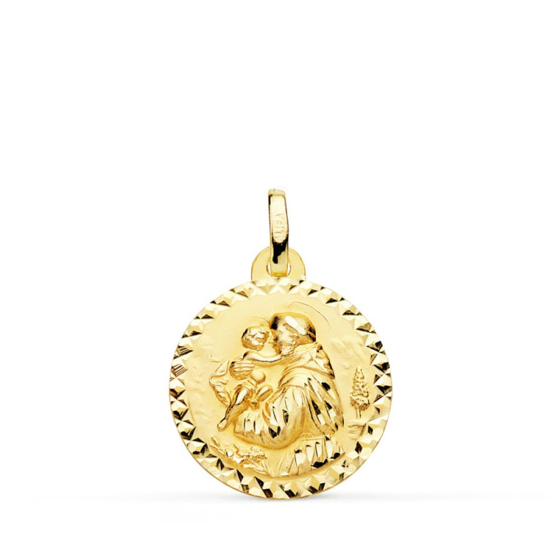 18K MEDALLA ORO AMARILLO SAN ANTONIO TALLA CRUZADA 18 MM