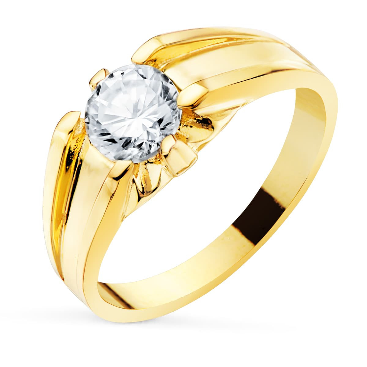 18K SOLITARIO ORO AMARILLO CIRCONITA 6 MM INTERIOR FORRADO