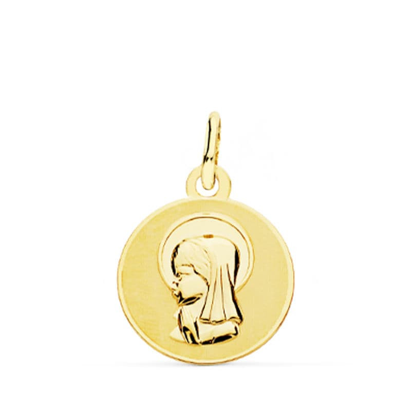 18K MEDALLA ORO AMARILLO VIRGEN NIÑA 14 MM