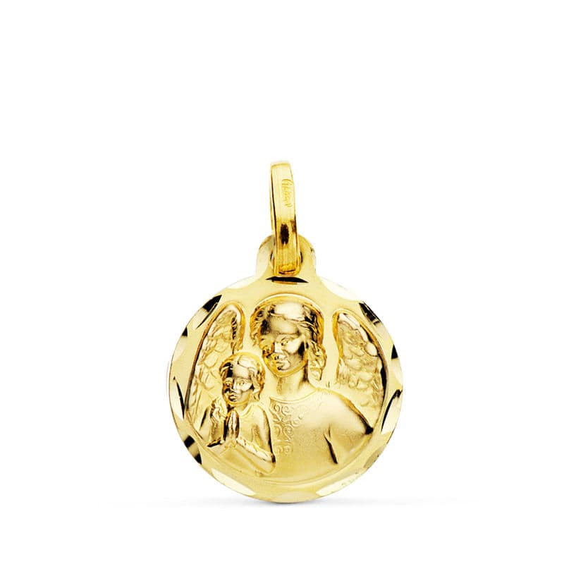 18K MEDALLA ORO AMARILLO ANGEL DE LA GUARDA 14 MM
