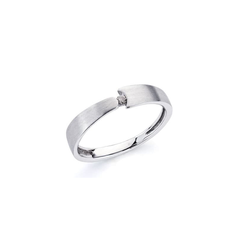 18K SORTIJA ORO BLANCO DIAMANTE NATURAL TALLA BRILLANTE 0.05 QTS.