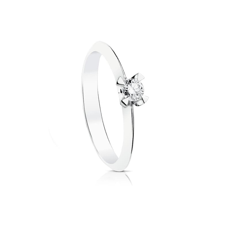 18K SOLITARIO DIAMANTE NATURAL TALLA BRILLANTE ORO BLANCO 0,150 QTS. SI-H
